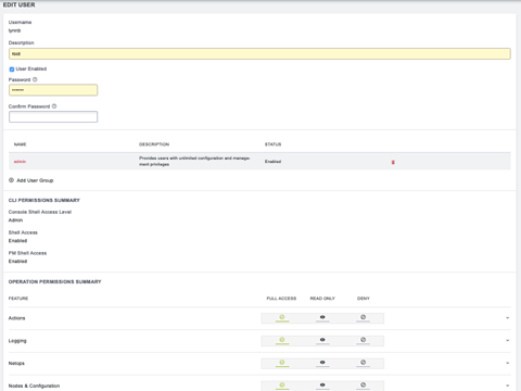Image of the Lighthouse UI showing how to modify exisitng users